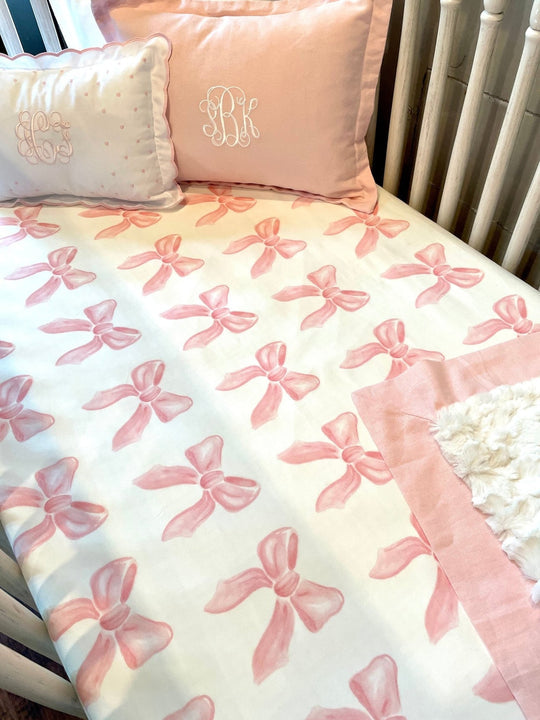 Liz & Roo Petal Pink Bows Crib Sheet