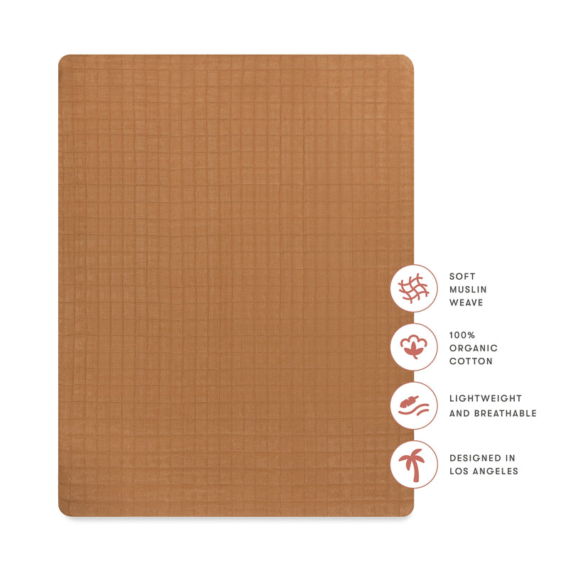 Babyletto Burnt Sienna All-Stages Midi Crib Sheet in GOTS Certified Organic Muslin Cotton