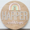 Sugar + Maple Round Personalized Name Sign | Rainbow