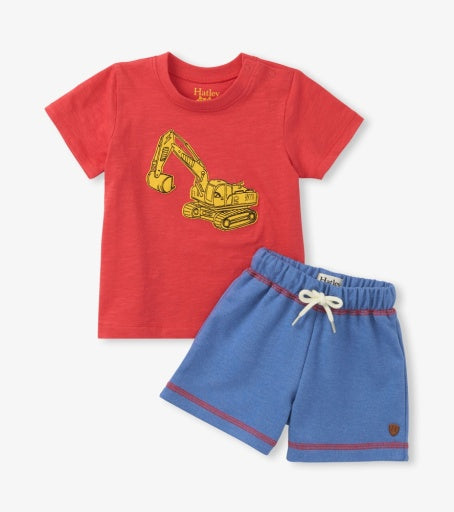 Hatley Digger Tee And Short Set | Chrysanthemum