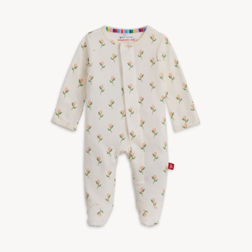Magnetic Me Floral Chicken Tender Organic Cot Magnetic Footie