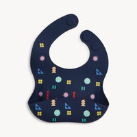 Magnetic Me Navy Geo Print Silicone Bib