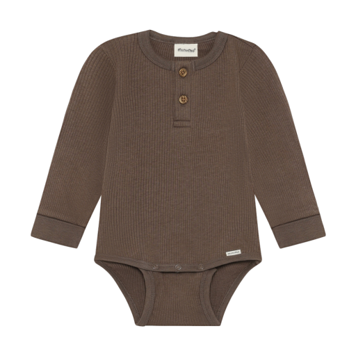 Minymo Body Long Sleeve Rib | Chocolate Chip