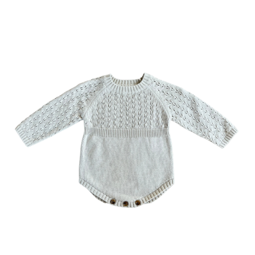 Baby Sprouts Knit Sweater Romper | Mist