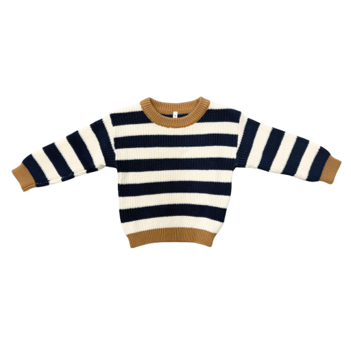 Babysprouts Clothing Company Knit Sweater | Charcoal Bronze Stripe