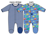 Magnetic Me Cloudstretch Footie 2-Pack | Blue Stripe, Cars