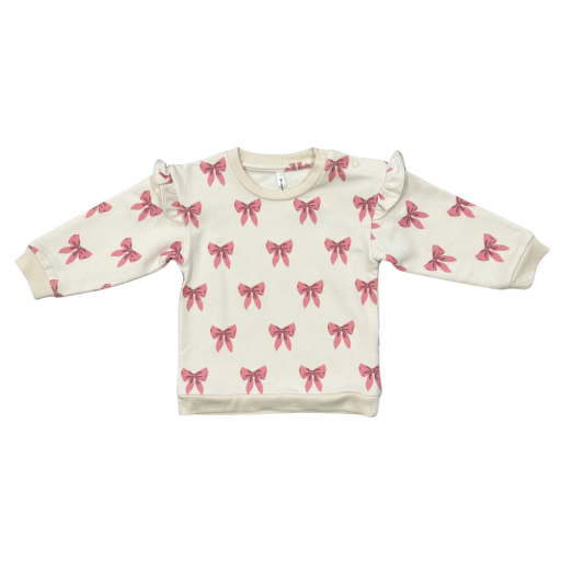 Babysprouts Clothing Company Girls Ruffle Sweatshirt | Rose Elegance Bows