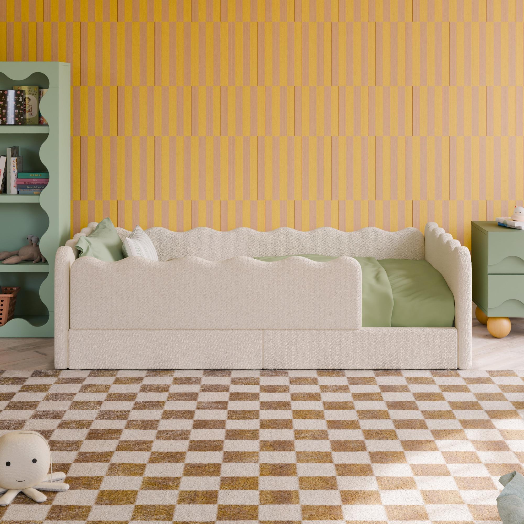 Babyletto Rizo Montessori-Inspired Twin Floor Bed with Guardrails