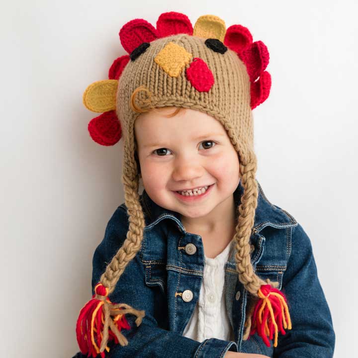 Huggalugs Turkey Earflap Beanie Hat for Babies, Toddlers & Kids