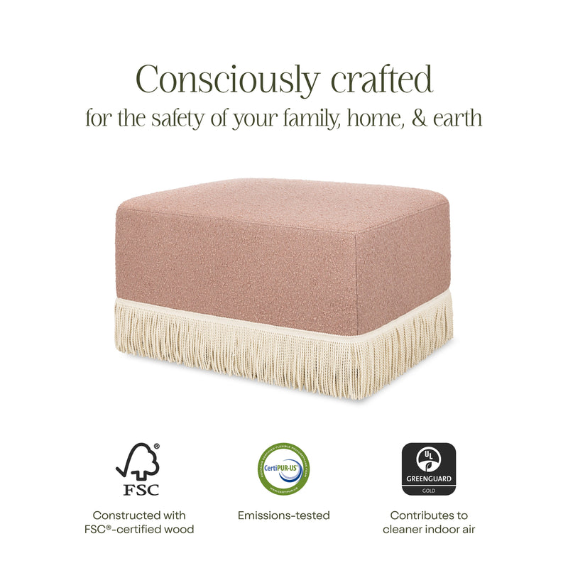 Namesake Crawford Gliding Ottoman | Boucle with Tassel Fringe