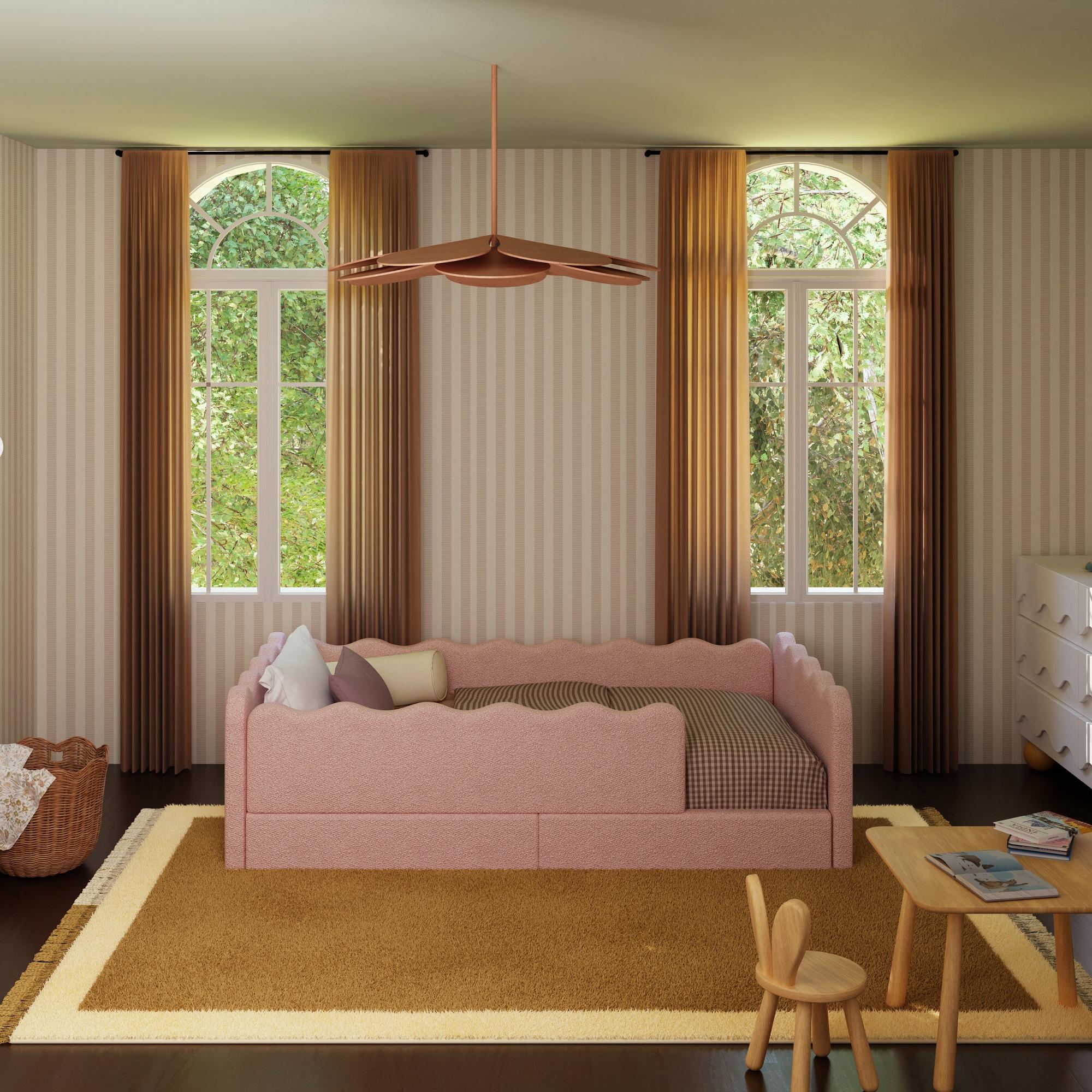 Babyletto Rizo Montessori-Inspired Twin Floor Bed with Guardrails