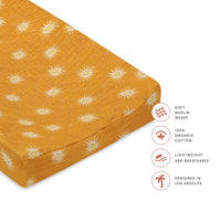 Babyletto Golden Hour Quilted Changing Pad Cover in GOTS Certified Organic Muslin Cotton