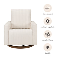 Babyletto Poe Channeled Swivel Glider in Eco-Performance Fabric | Water Repellent & Stain Resistant
