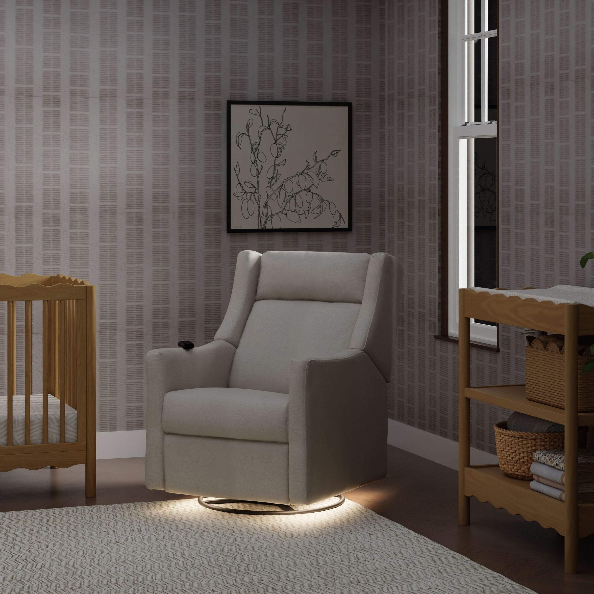 Babyletto Kiwi Deluxe Power Recliner & Swivel Glider with Heat and Massage