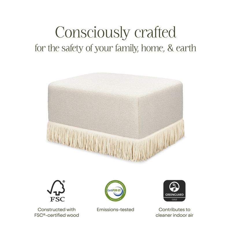 Namesake Crawford Gliding Ottoman | Boucle with Tassel Fringe