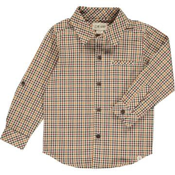 Me & Henry Atwood Woven Shirt | Navy/Gold Plaid