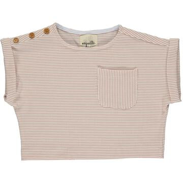 Vignette Kassie T-Shirt | White/Pink Rib Stripe