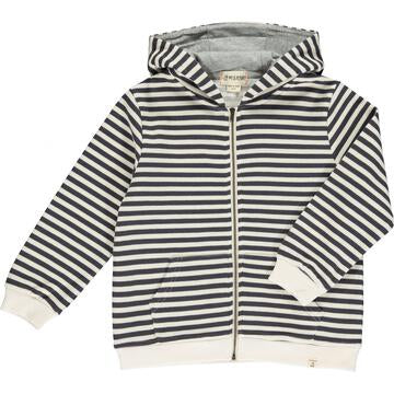 Me & Henry Parsons Zipped Hooded Top | Brown/Cream Pique Stripe