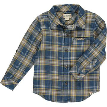 Me & Henry Atwood Woven Shirt | Blue/Gold Plaid