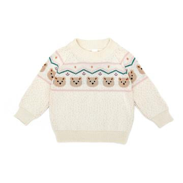 Tun Tun Bear Sweater | Natural & Pink