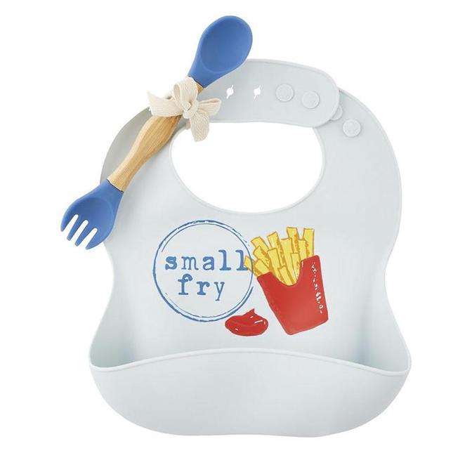 Mud Pie Fries Silicone Bib and Spoon