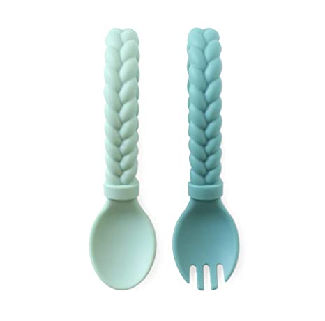  ezpz Mini Utensils (Fork & Spoon in Blue) - 100