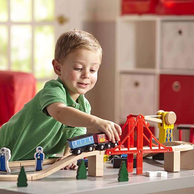 Melissa and doug wooden railway set 132 pieces online