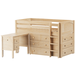 Maxtrix Twin Low Loft Bed with Straight Ladder, Storage + Desk