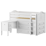 Maxtrix Twin Low Loft Bed with Straight Ladder, Storage + Desk