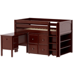Maxtrix Twin Low Loft Bed with Straight Ladder, Storage + Desk