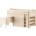 Maxtrix Twin Low Loft Bed with Straight Ladder, Storage + Desk