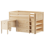 Maxtrix Twin Low Loft Bed with Straight Ladder, Storage + Desk