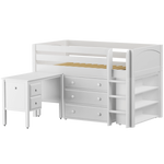 Maxtrix Twin Low Loft Bed with Straight Ladder, Storage + Desk