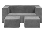 Convertible Sofa and Play Set for Kids and Toddlers Modular Foam Couch and Flip Out Lounger with 2 Ottomans