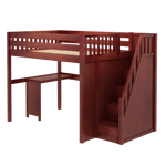 Maxtrix Full XL High Loft Bed with Stairs + Corner Desk