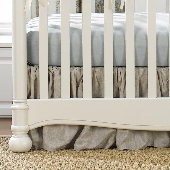 Liz & Roo Flax Linen Gathered Crib Skirt 16" Drop