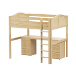 Maxtrix Full High Loft Bed with Straight Ladder + Desk