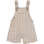Me & Henry Galleon Beige Plaid Woven Overalls