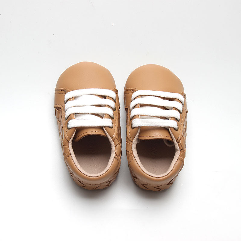 Consciously Baby Leather Woven Sneaker | Color 'Rust' | Soft Sole