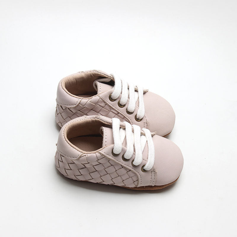 Consciously Baby Leather Woven Sneaker | Color 'Dusty Pink' | Soft Sole