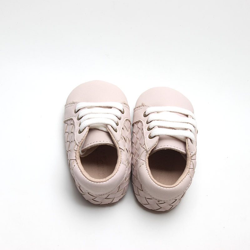 Consciously Baby Leather Woven Sneaker | Color 'Dusty Pink' | Soft Sole
