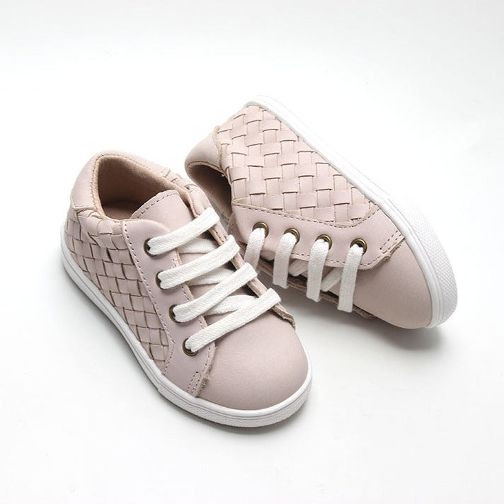 Consciously Baby Leather Woven Sneaker | Color 'Dusty Pink' | Hard Sole