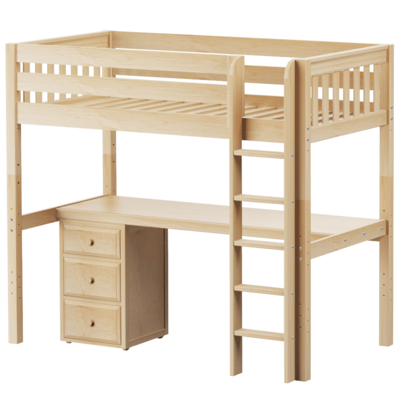 Maxtrix Twin XL High Loft Bed with Straight Ladder + Desk