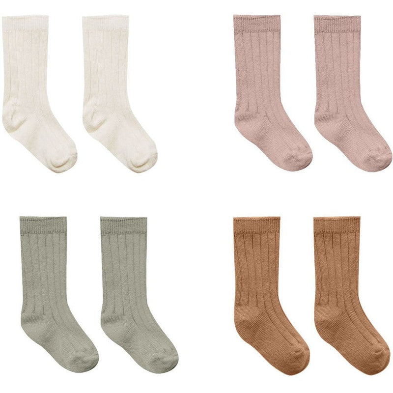 Quincy Mae Socks, Set Of 4 || Natural, Mauve, Basil, Cinnamon