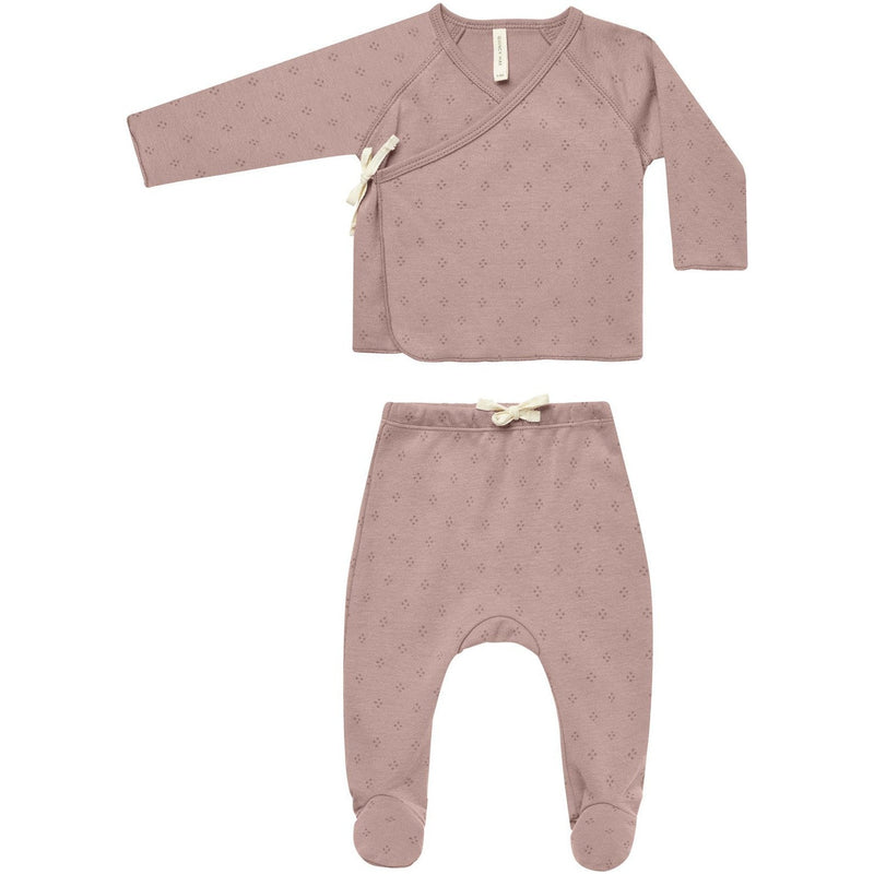 Quincy Mae Wrap Top + Footed Pant Set || Dotty
