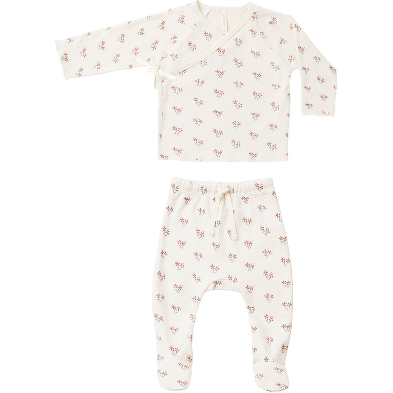 Quincy Mae Wrap Top + Footed Pant Set | Summer Flower