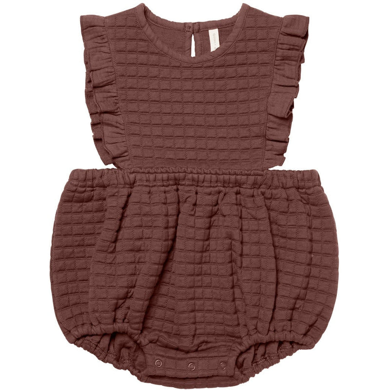 Quincy Mae Ruffle Bubble Romper || Plum