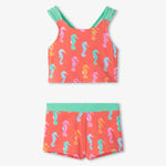 Hatley Painted Sea Horse Two Piece Short Swimsuit