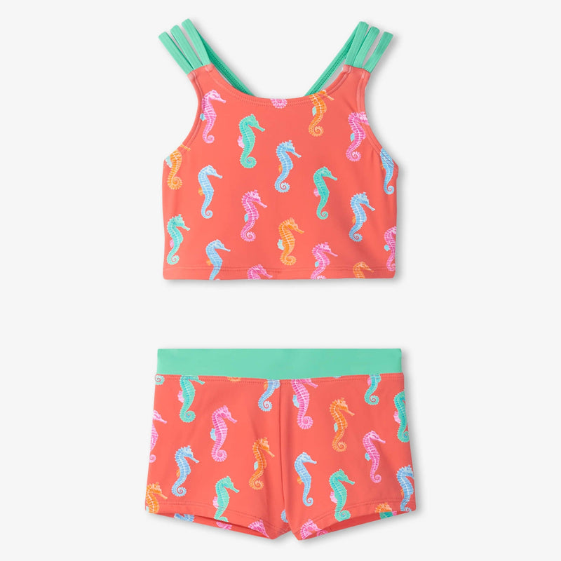 Hatley Painted Sea Horse Two Piece Short Swimsuit