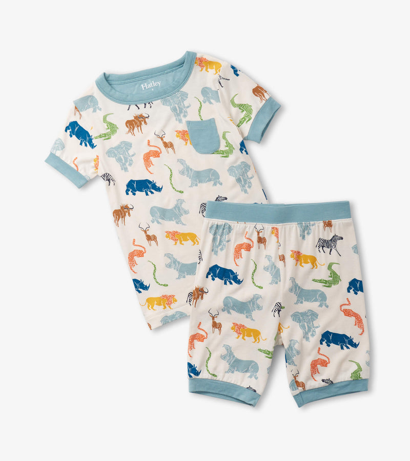 Hatley Scratchy Safari Bamboo Short Pajama Set